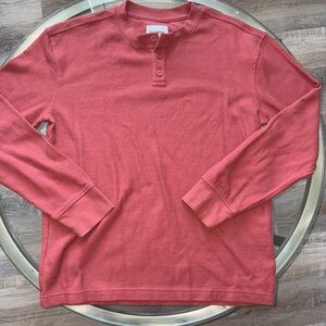 Red Long Sleeve Henley Shirt